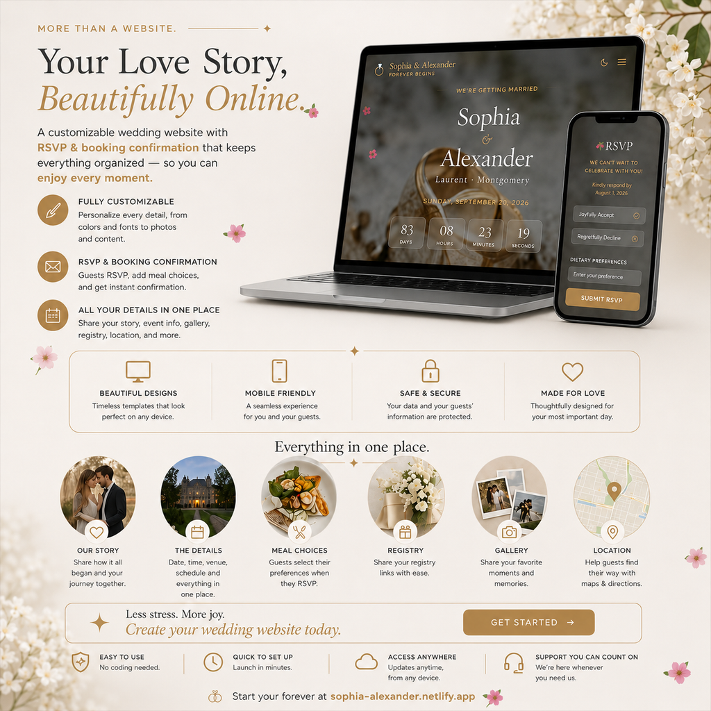 Wedding website online RSVP and guest attendance confirmation form on mobile