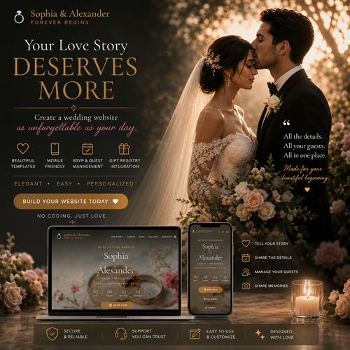 Custom Wedding Website with RSVP & Attendance Confirmation Form