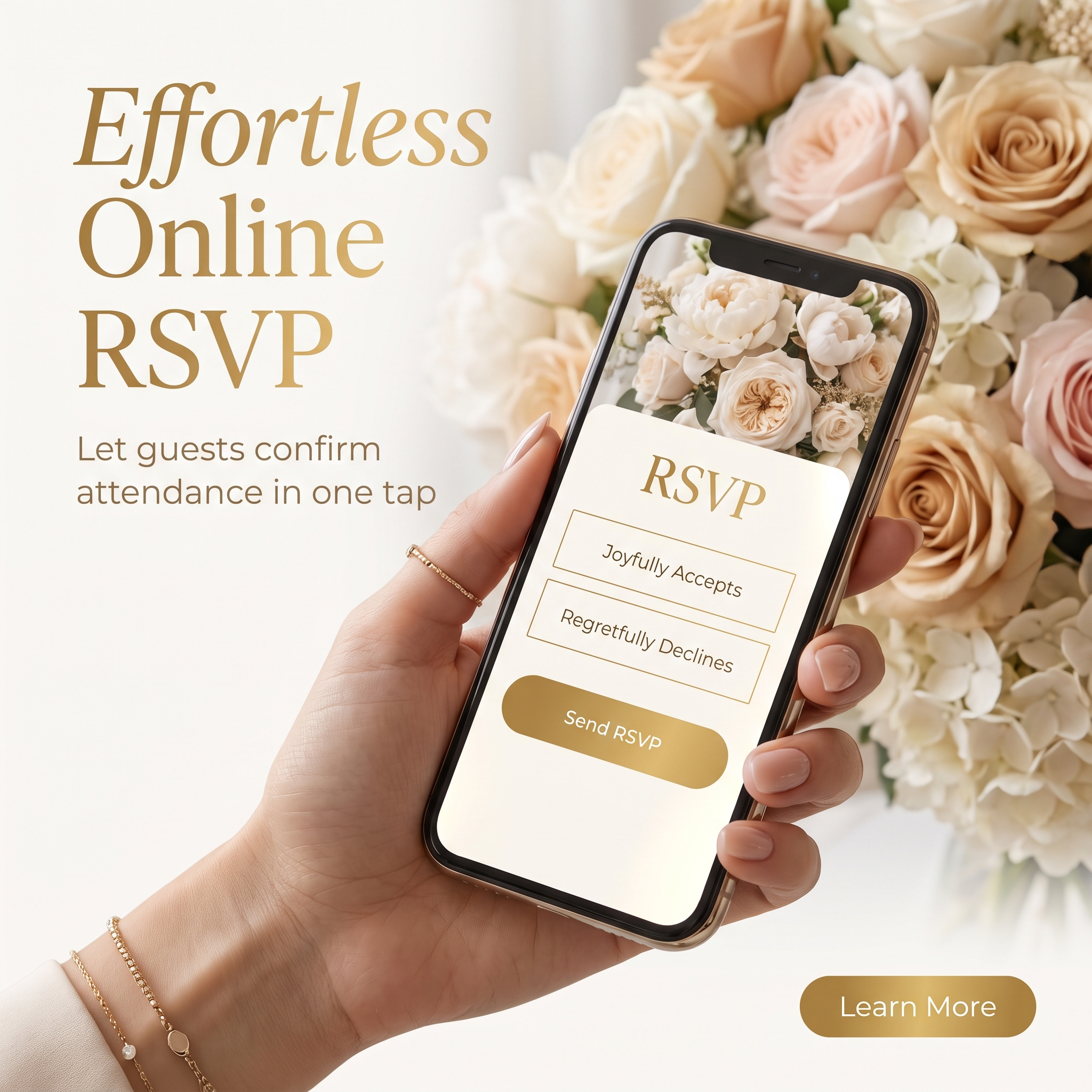Effortless Online RSVP - wedding website guest attendance confirmation ad